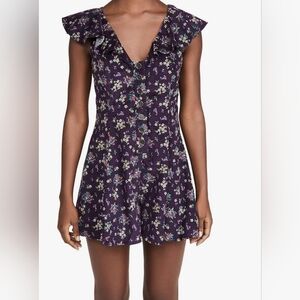 Free People Floral Purple Button-Down Romper